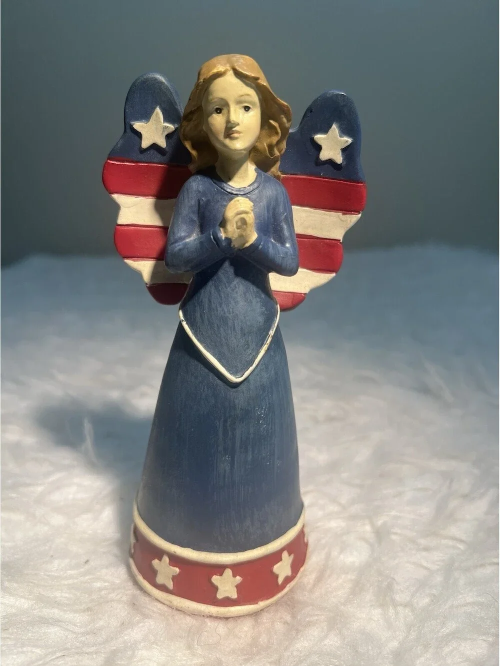 Patriotic Angel in Flag Dress & Wings Figurine